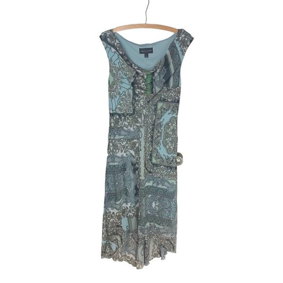 connected apparel Dresses & Skirts - Connected Apparel Sleeveless Pastel Blue Green Paisley Midi Dress - Size 12